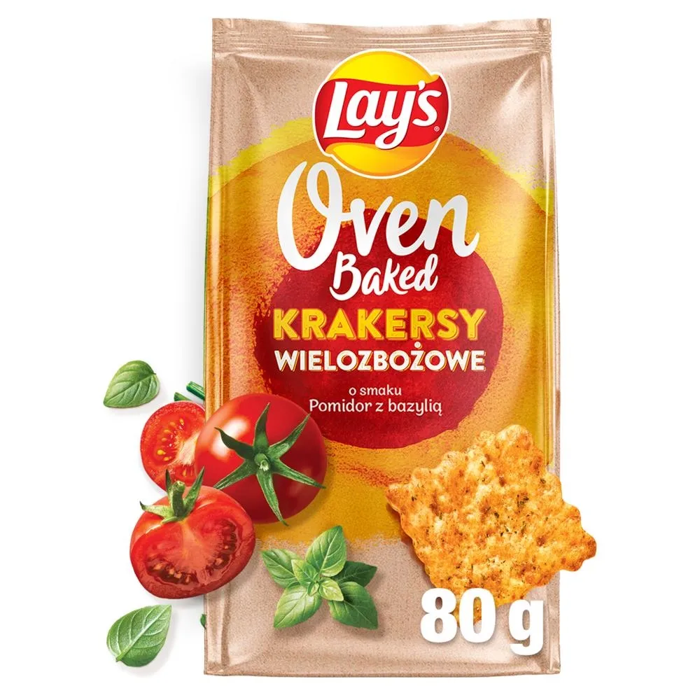 Lay's Oven Baked Krakersy wielozbożowe o smaku pomidor z bazylią 80 g
