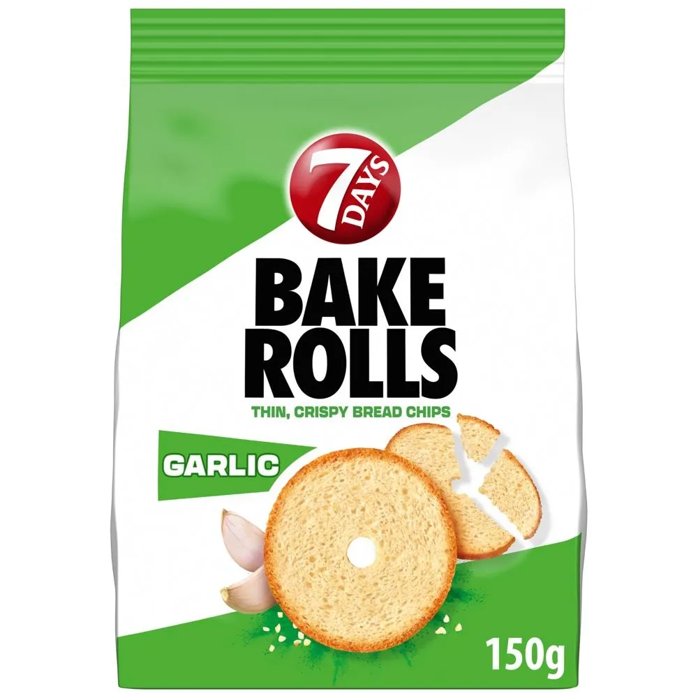 7Days Bake Rolls chipsy chlebowe z czosnkiem suszonym - 150 g