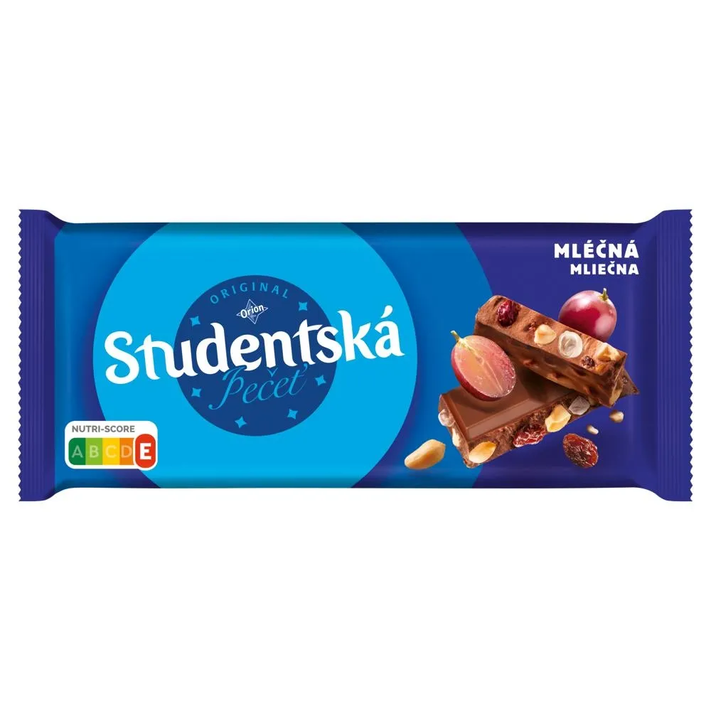 Orion Studentská Czekolada mleczna z orzeszkami ziemnymi	żelkami i rodzynkami 170 gi 170 g