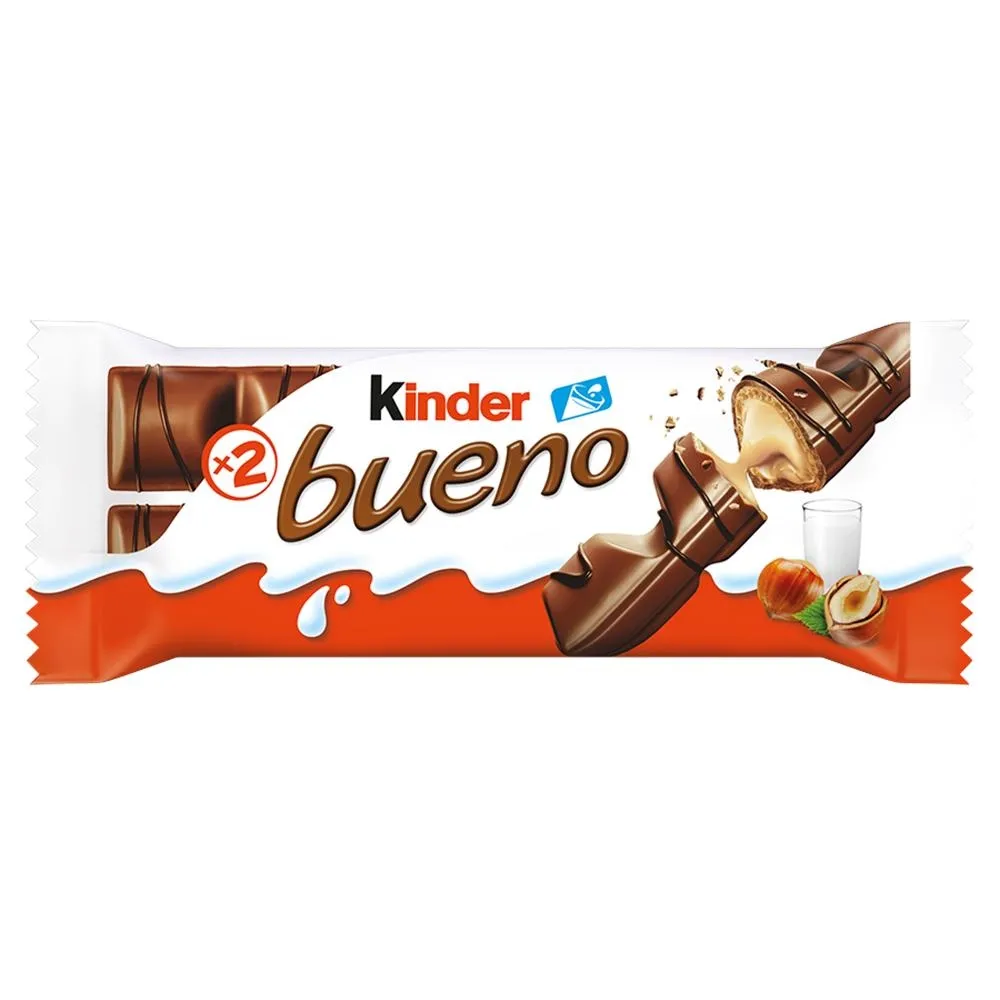 Kinder Bueno Wafel pokryty mleczną czekoladą wypełniony nadzieniem 43 g (2 sztuki)