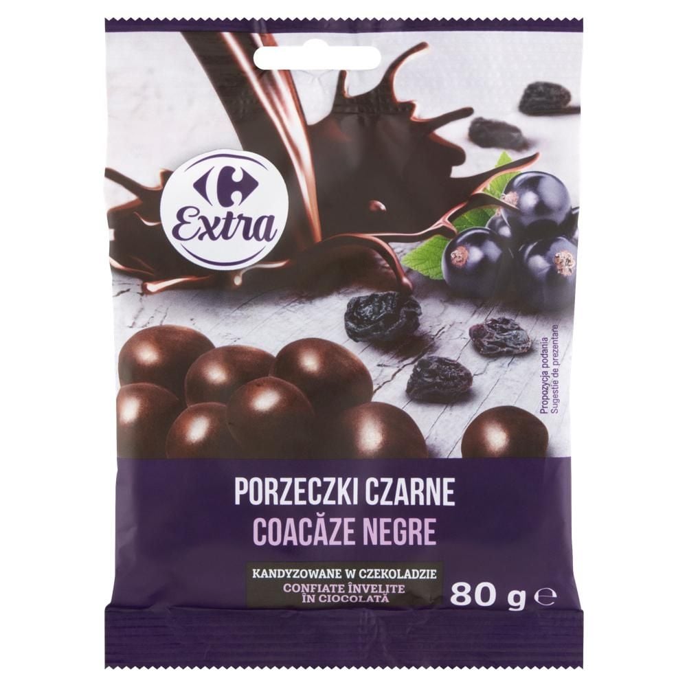 Carrefour Extra Porzeczki czarne kandyzowane w czekoladzie 80 g