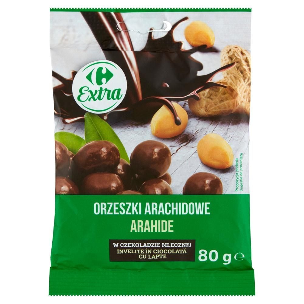 Carrefour Extra Orzeszki arachidowe w czekoladzie mlecznej 80 g