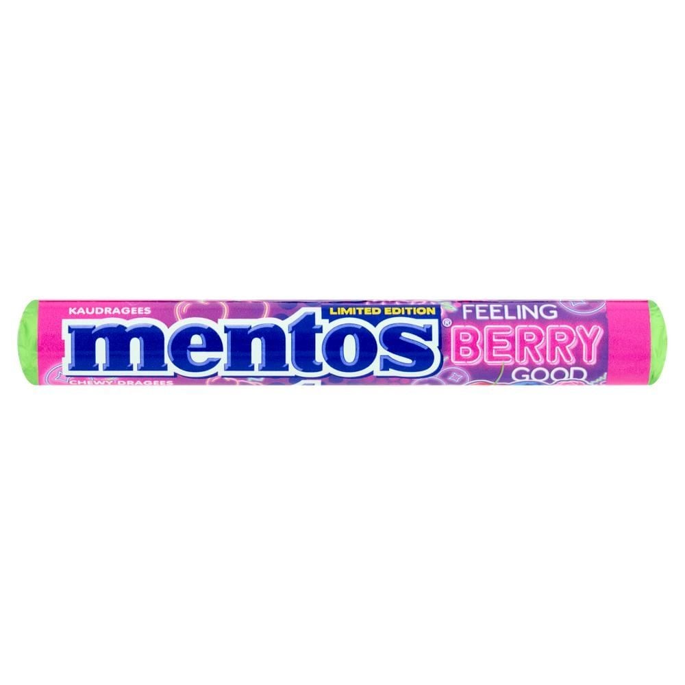 Mentos Cukierki do żucia o smaku malinowym jagodowym i wiśniowym 37,5 g (14 sztuk)