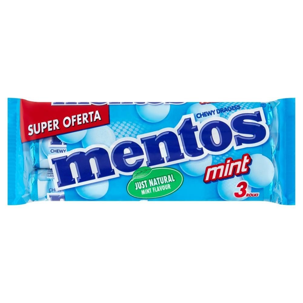 Mentos Mint Cukierki do żucia o smaku miętowym 3 x 38 g