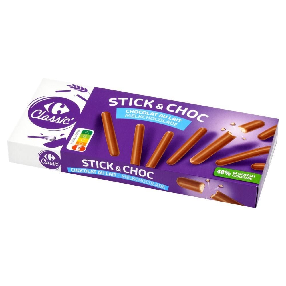 Carrefour Classic Stick & Choc Ciastka oblane czekoladą mleczną 150 g