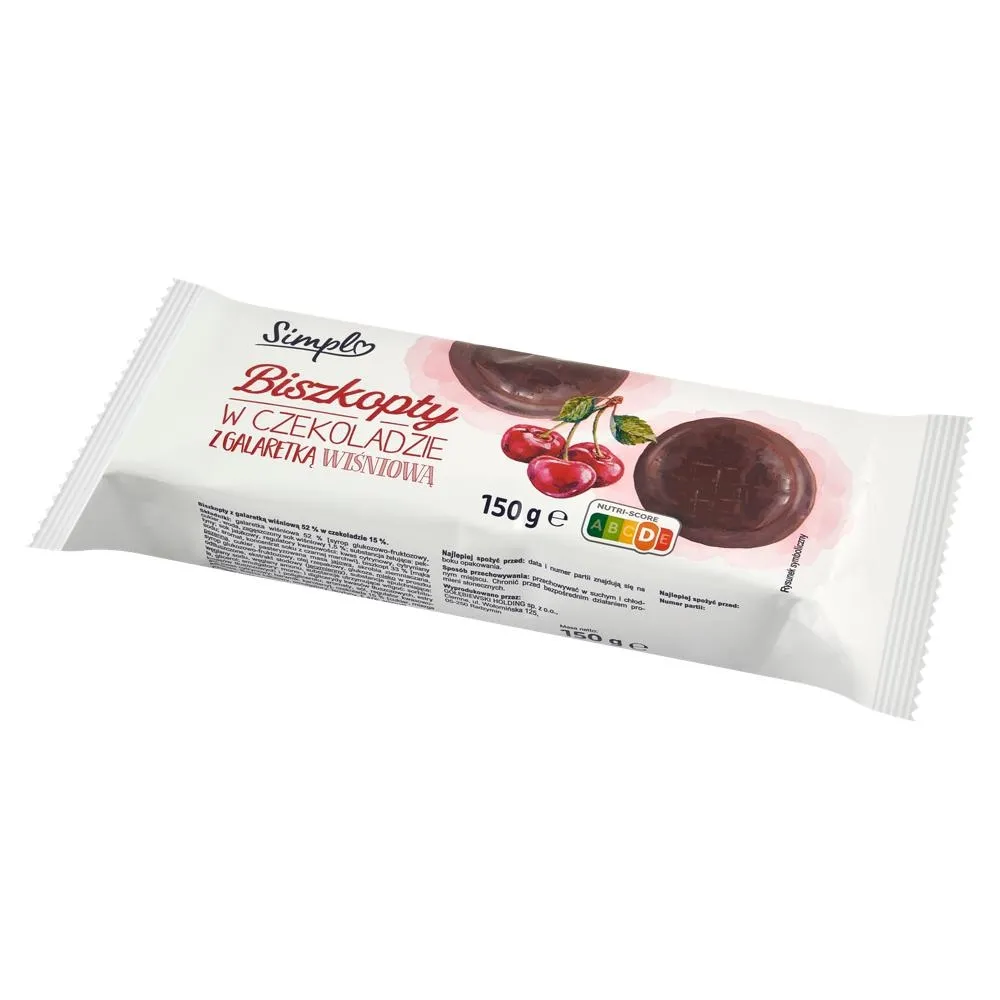 Simpl Biszkopty w czekoladzie z galaretką wiśniową 150 g