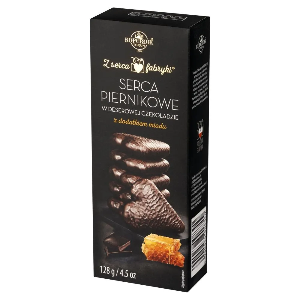 Kopernik Z serca fabryki Serca piernikowe w deserowej czekoladzie z dodatkiem miodu 128 g