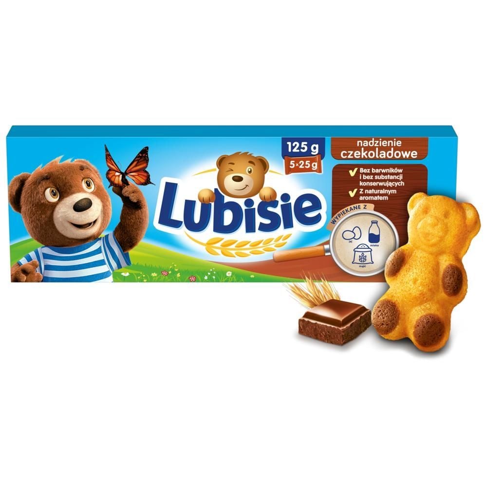 Lubisie miękkie ciastko biszkoptowe z nadzieniem czekoladowym - 125 g