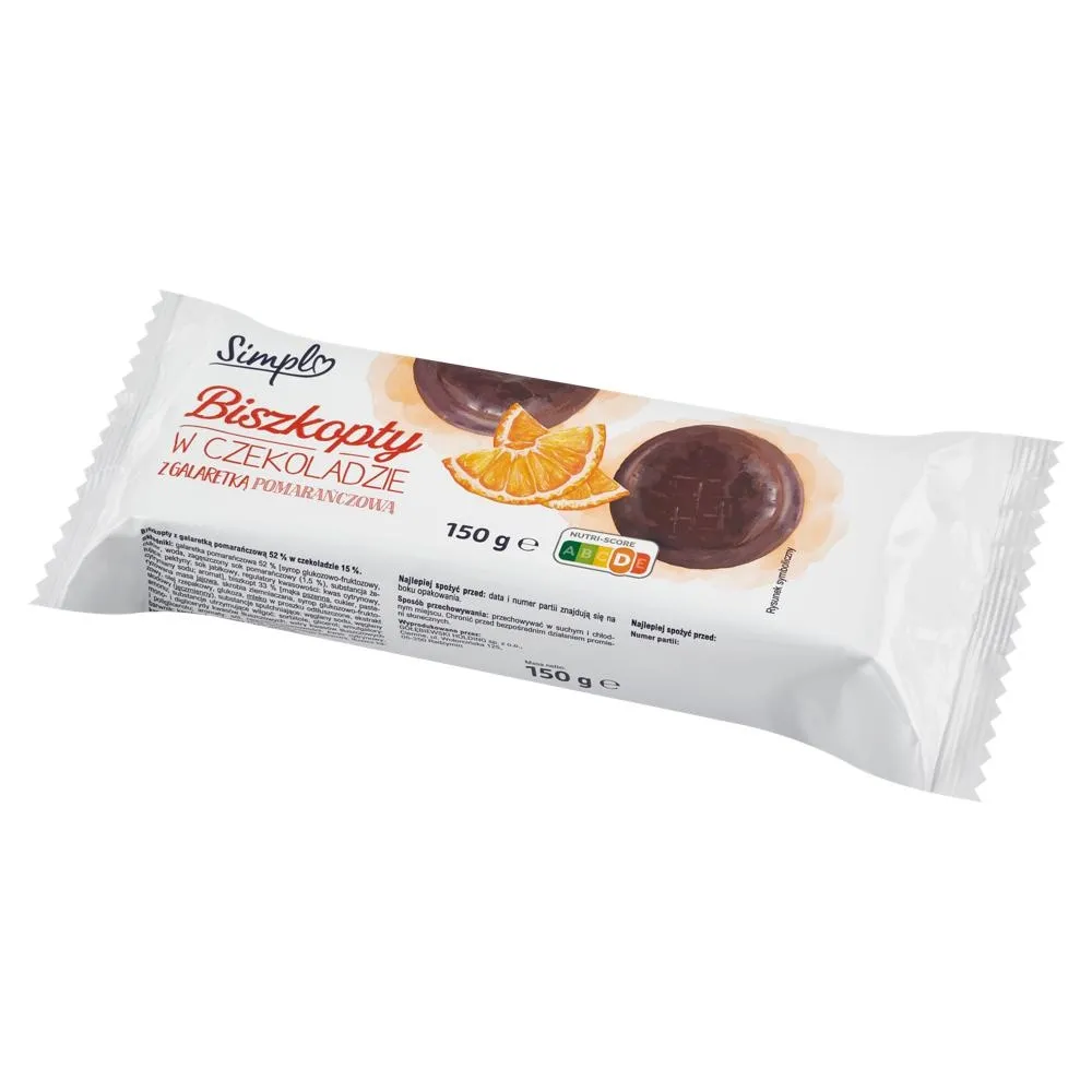 Simpl Biszkopty w czekoladzie z galaretką pomarańczową 150 g