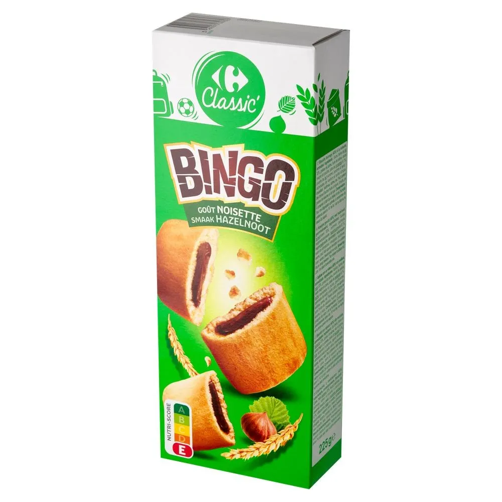 Carrefour Classic Bingo Ciasteczka z nadzieniem orzechowym 225 g