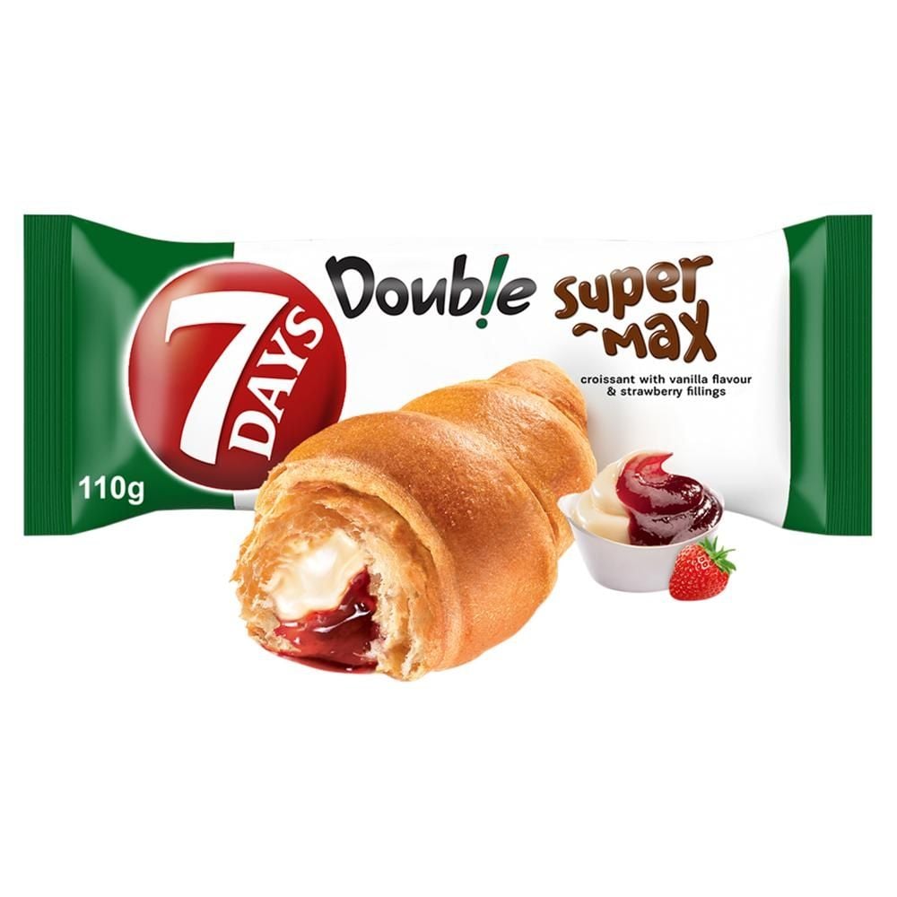7Days Double Super Max rogalik z nadzieniem o smaku waniliowo-truskawkowym - 110 g