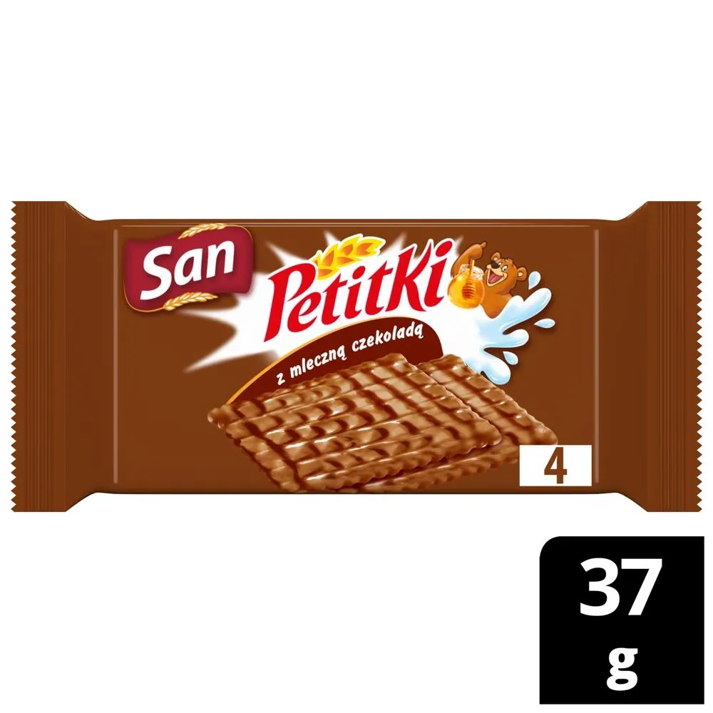 San Petitki herbatniki oblane czekoladą mleczną - 37 g