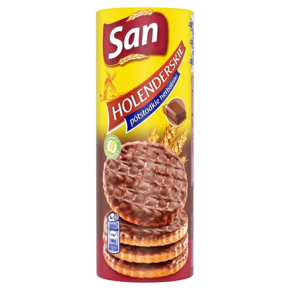 San Holenderskie herbatniki półsłodkie oblane czekoladą mleczną - 170 g