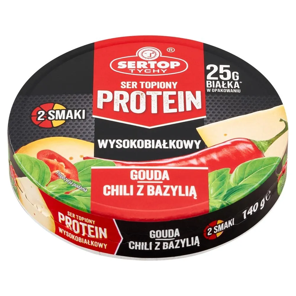 Sertop Tychy Protein Ser topiony gouda chili z bazylią 140 g (8 x 17,5 g)