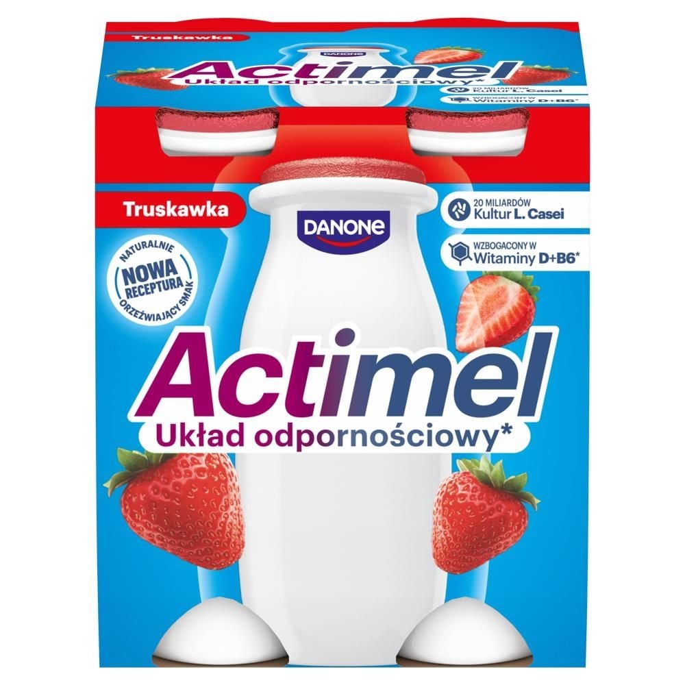Actimel Napój jogurtowy o smaku truskawkowym 400 g (4 x 100 g)