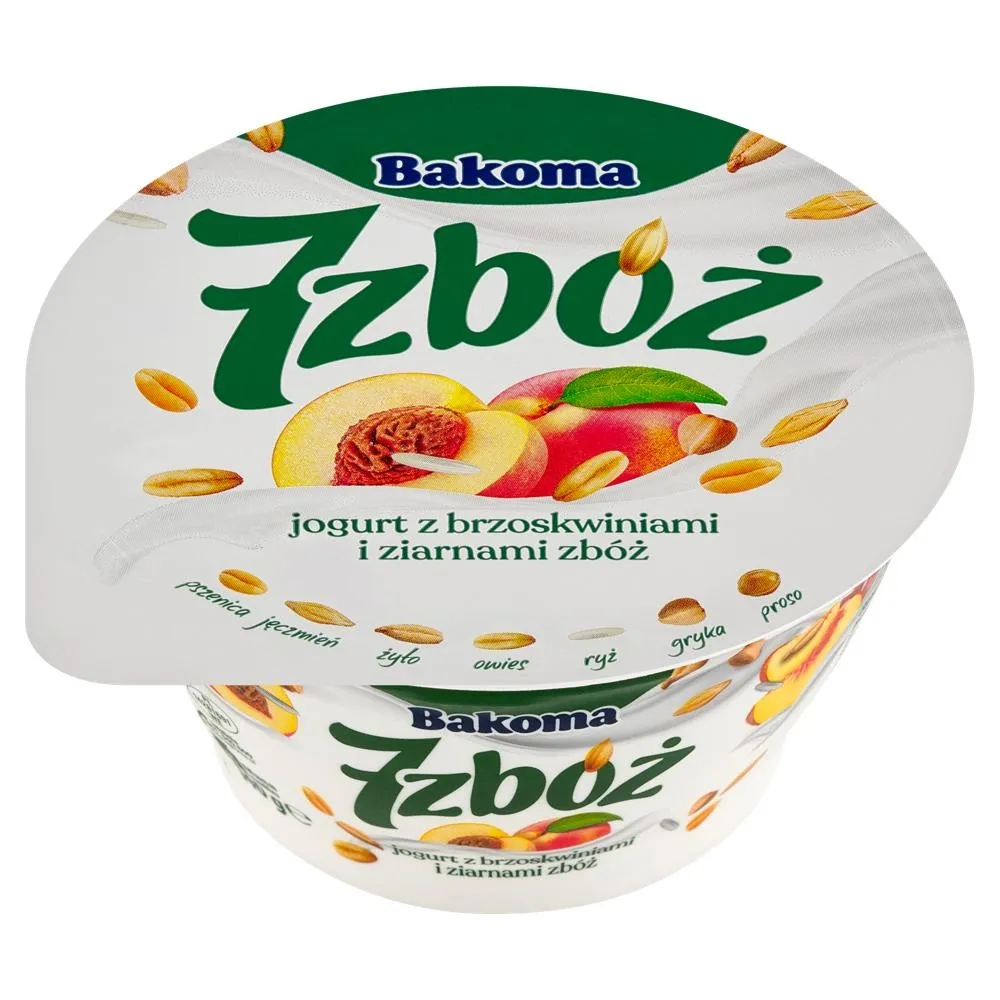 Bakoma 7 zbóż Jogurt z brzoskwiniami i ziarnami zbóż 140 g