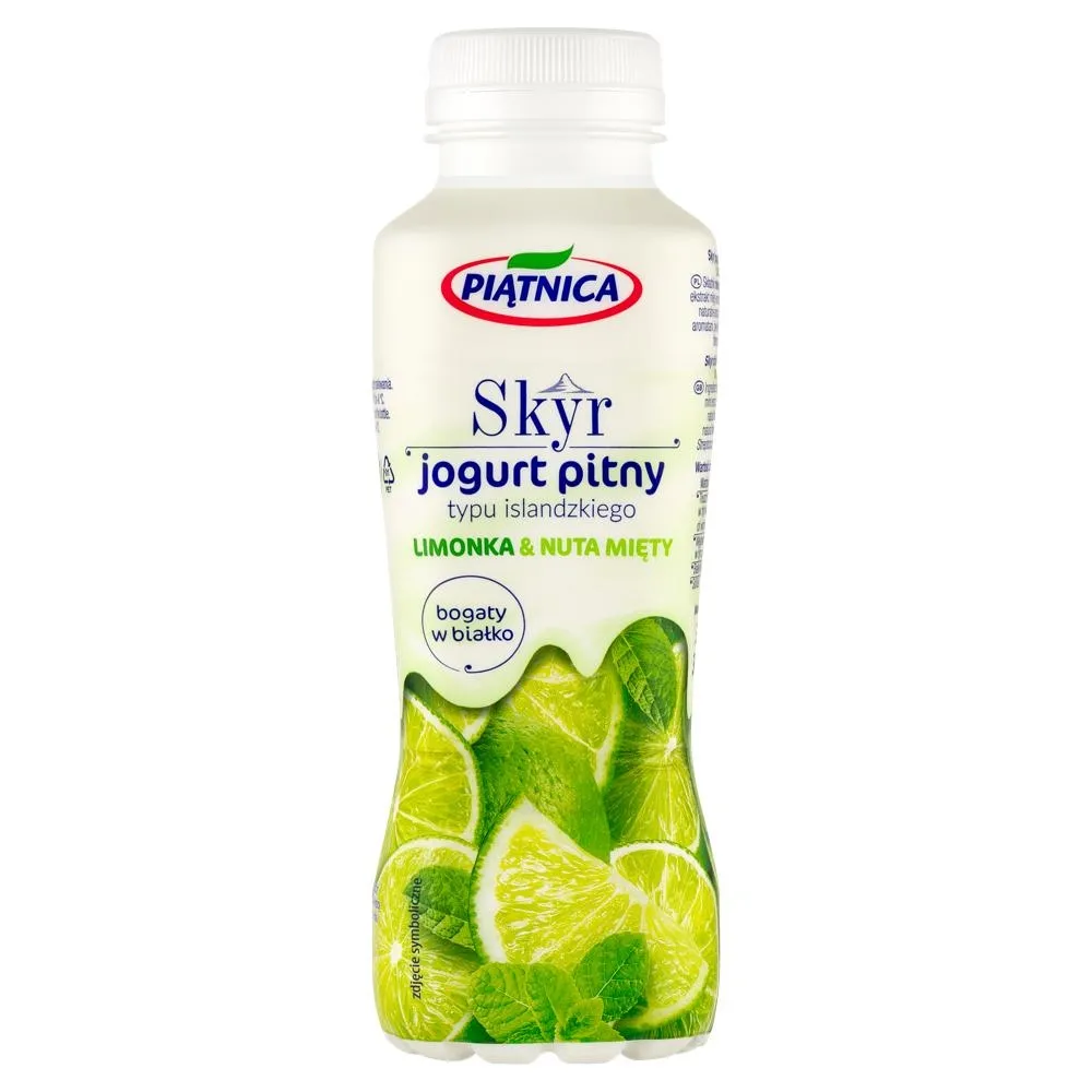 Piątnica Skyr jogurt pitny typu islandzkiego limonka & nuta mięty 330 ml