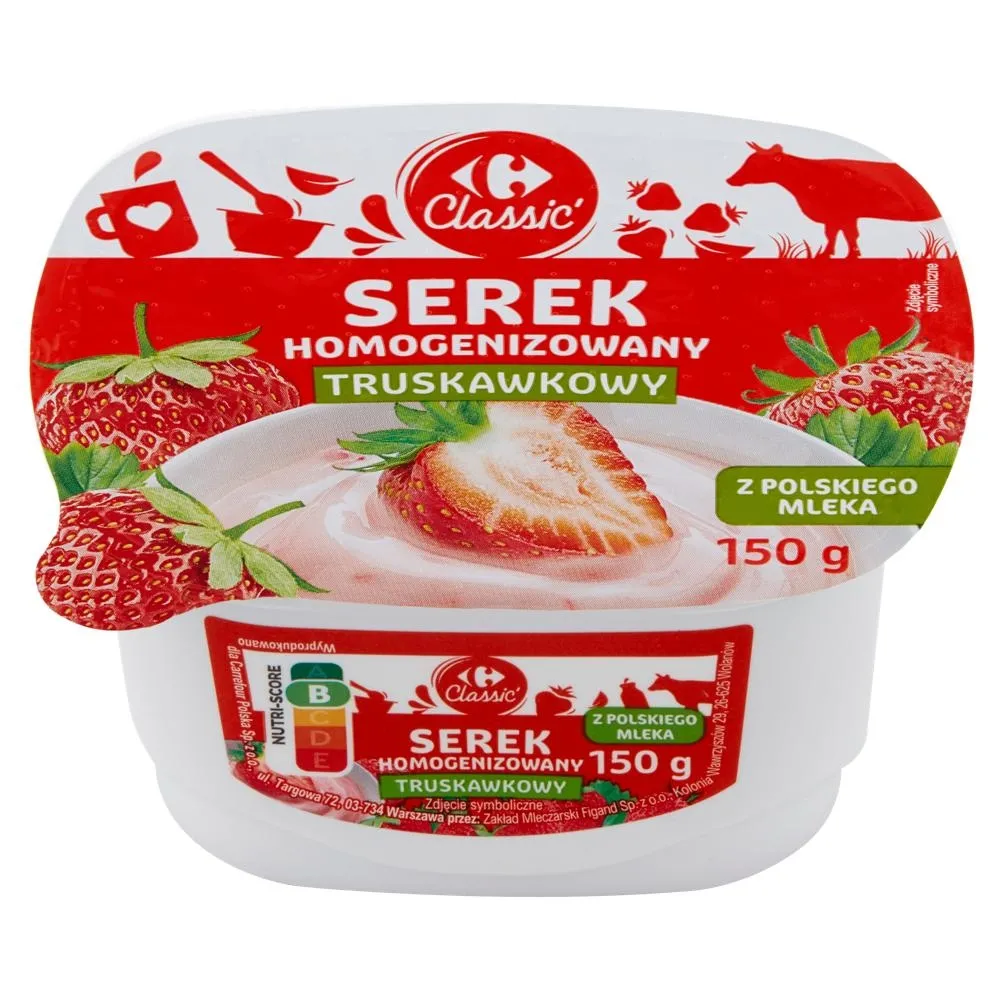 Carrefour Classic Serek homogenizowany truskawkowy 150 g