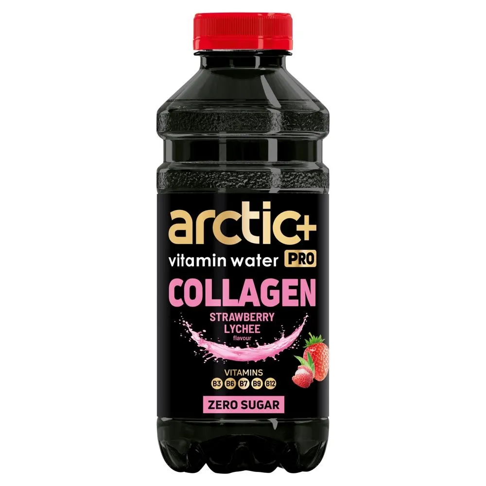 Arctic+ Vitamin Water Pro Collagen Napój niegazowany o smaku truskawki i liczi 600 ml