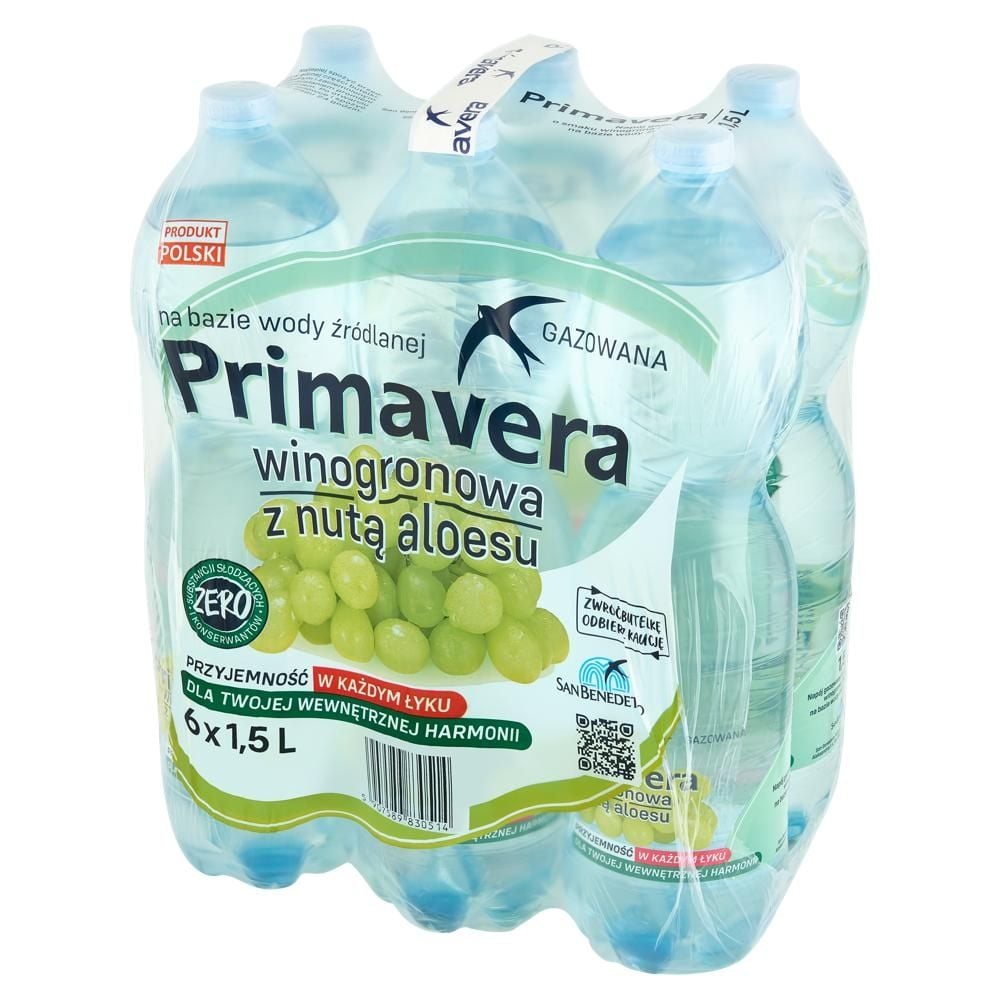 Primavera Napój gazowany o smaku winogrona i aloesu 6 x 1,5 l