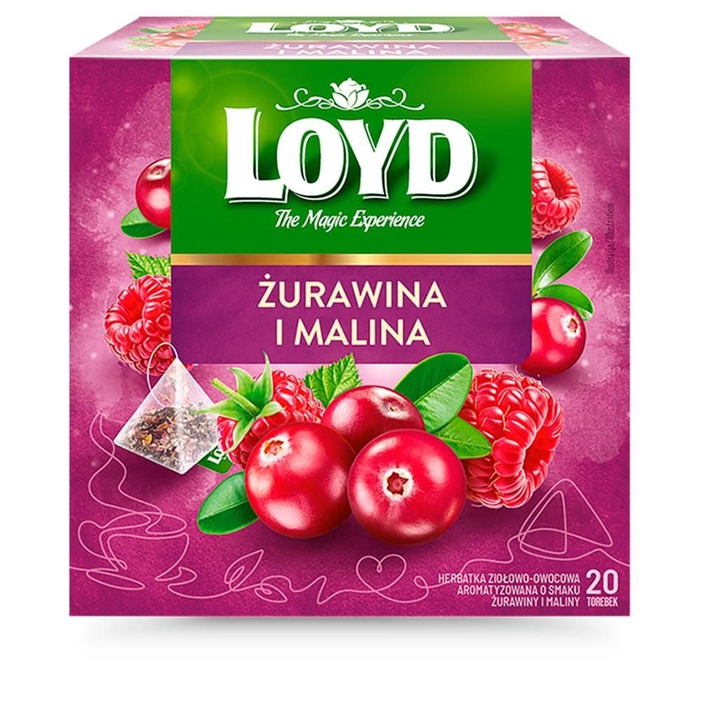 Loyd Herbatka ziołowo-owocowa aromatyzowana żurawina i malina 40 g (20 x 2 g)