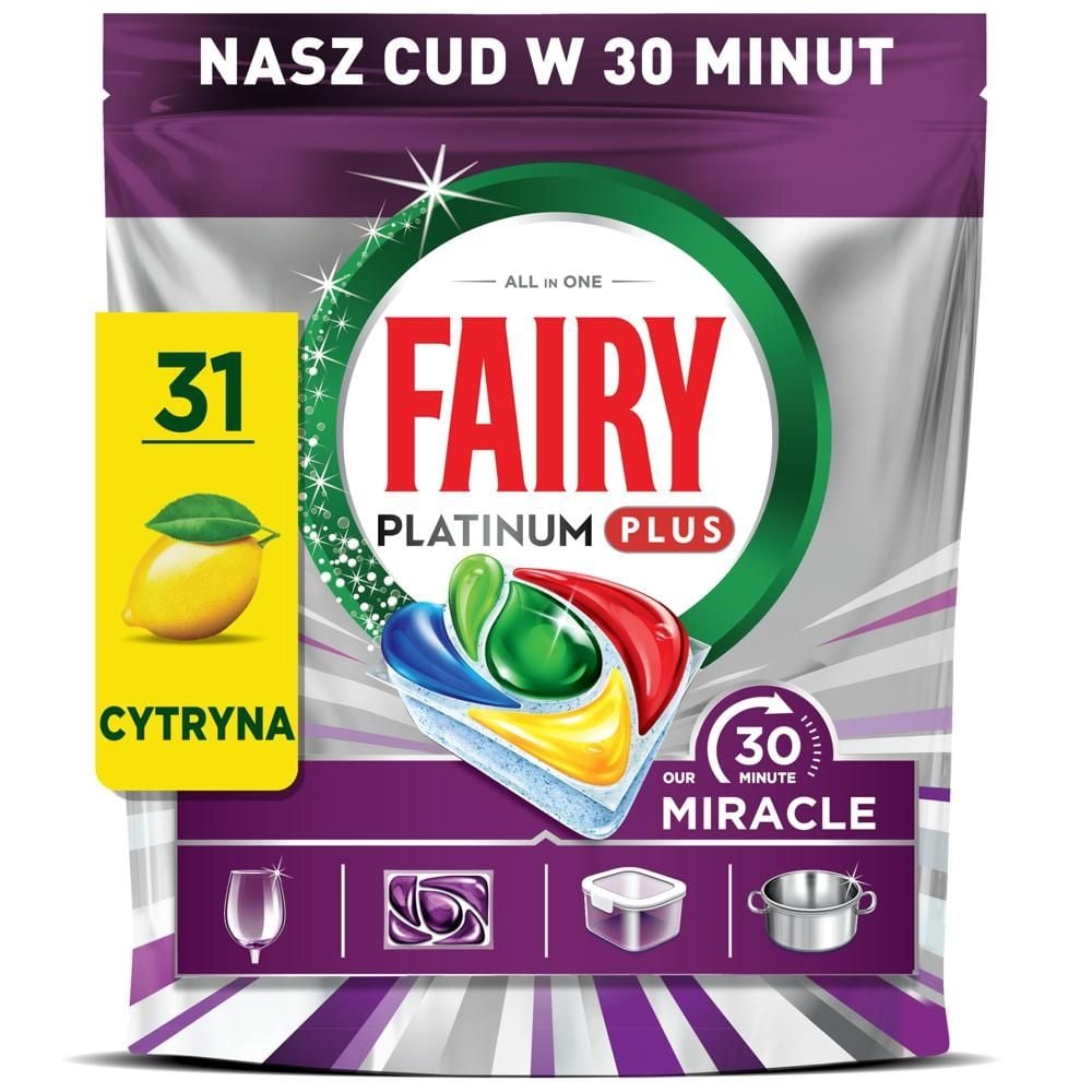 Fairy Our 30 Minute Miracle Platinum Plus Tabletki Do Zmywarki, 31 X