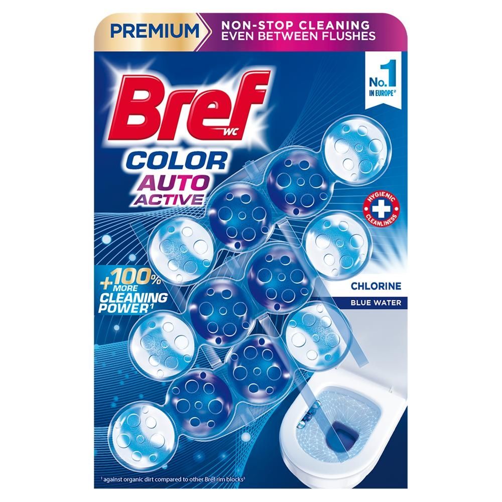 Bref WC Color Auto Active Chlorine Zawieszka myjąco-zapachowa do WC 3 x 50 g
