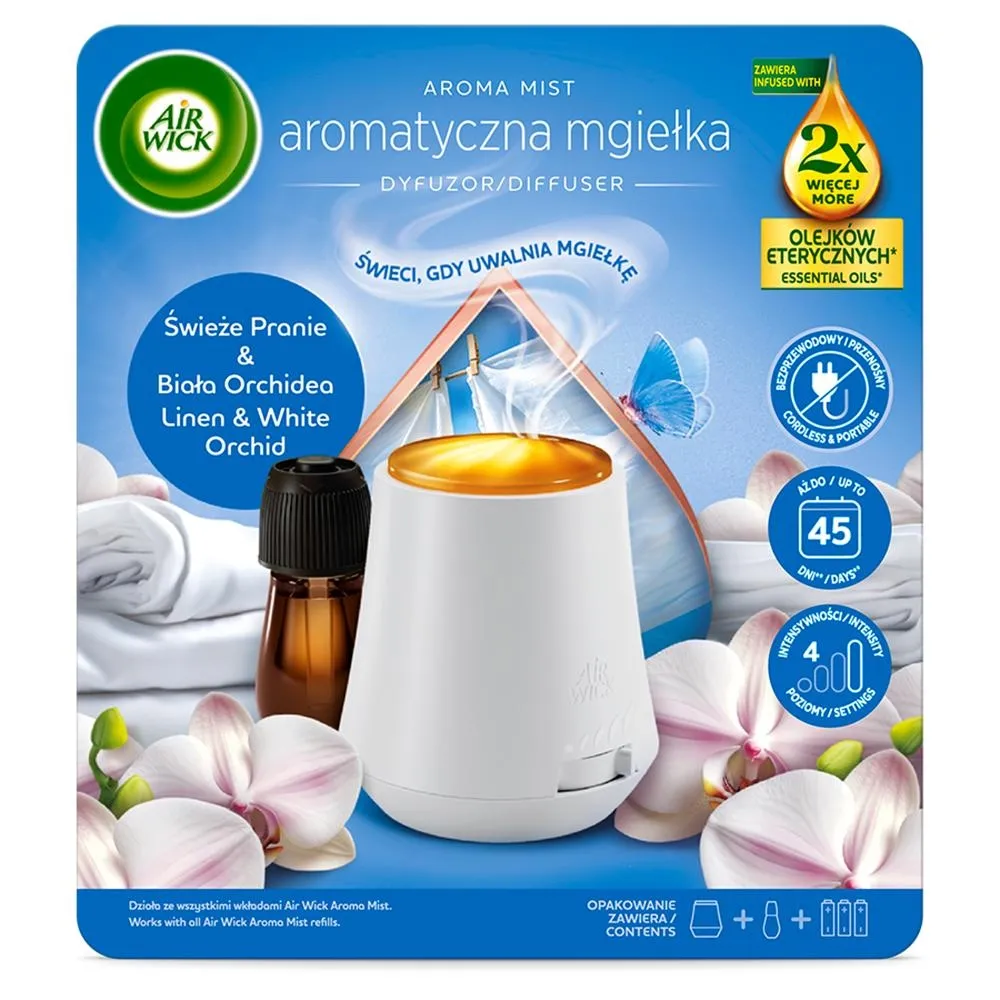 Air Wick Aromatyczna mgiełka dyfuzor świeże pranie & biała orchidea 20 ml