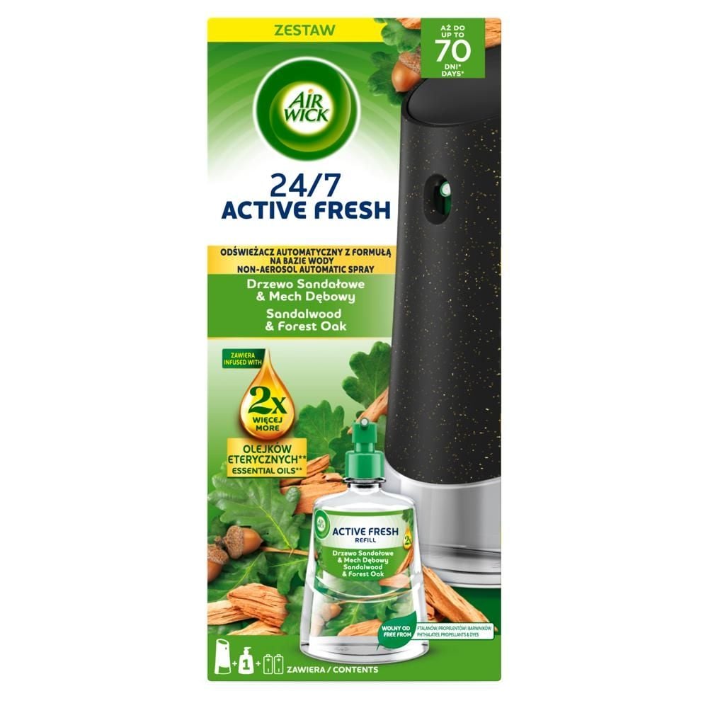 Air Wick Active Fresh Odświeżacz automatyczny i wkład drzewo sandałowe & mech dębowy 228 ml
