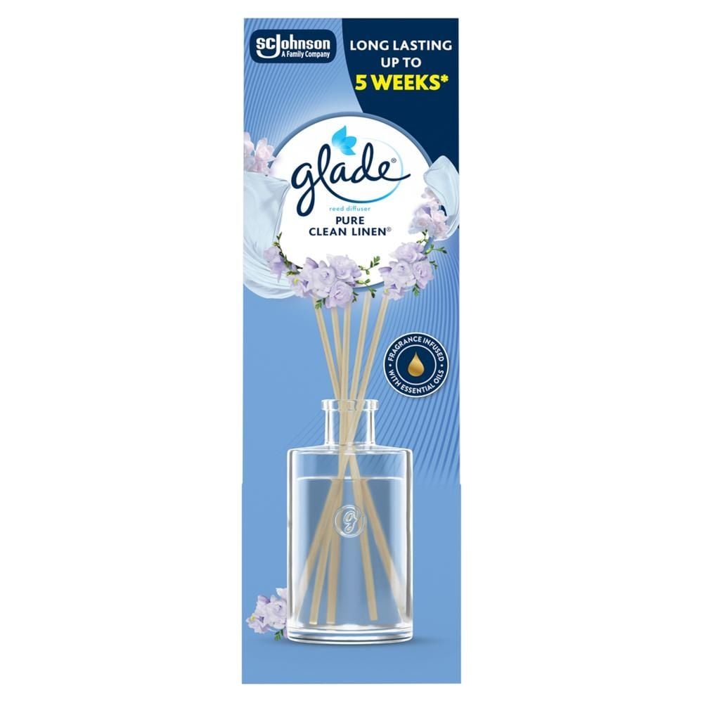 Glade Pure Clean Linen Odświeżacz powietrza pachnące patyczki 50 ml