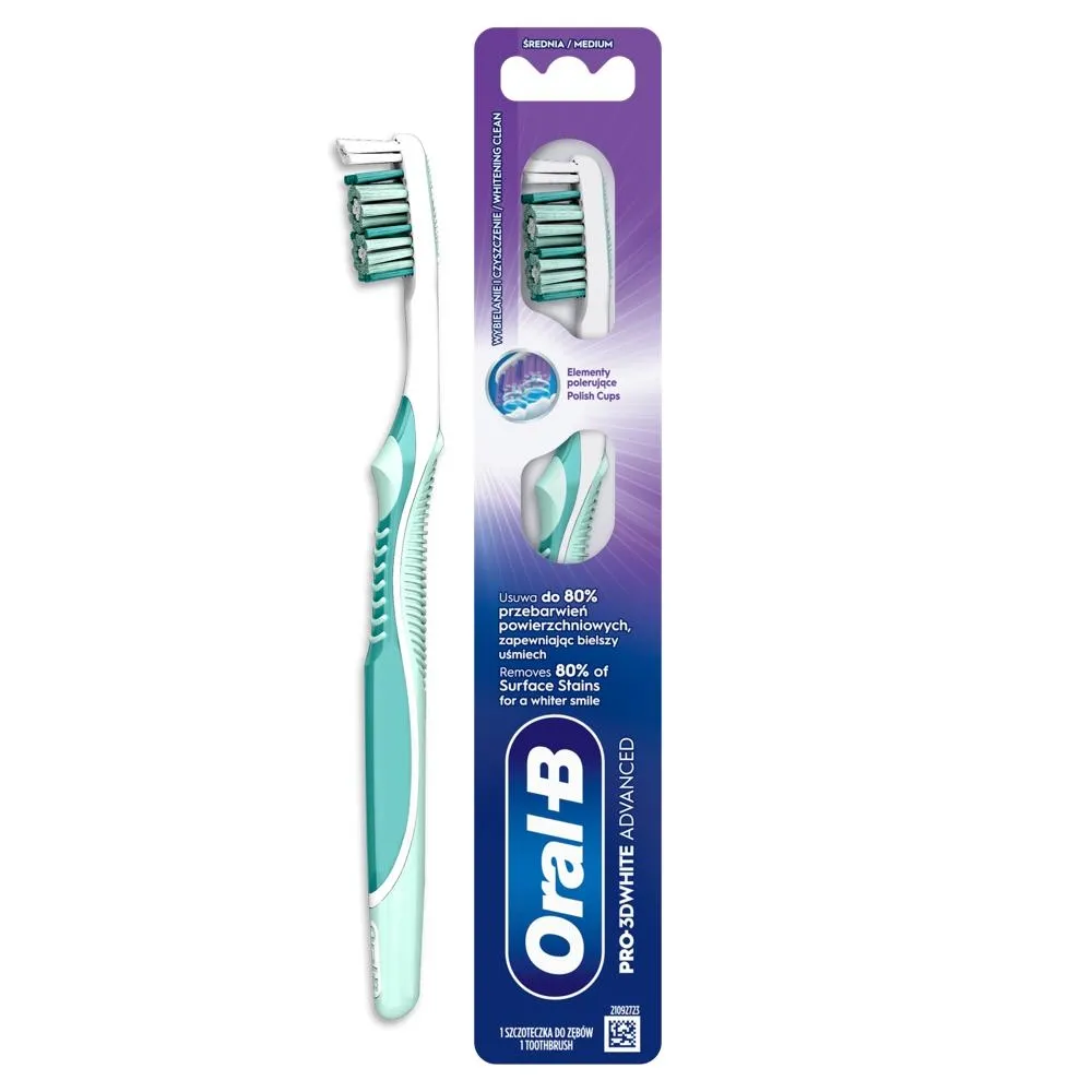 ORAL-B PRO-3DWHITE ADVANCED Szczoteczka do zębów, usuwa przebarwienia, średnia, 1