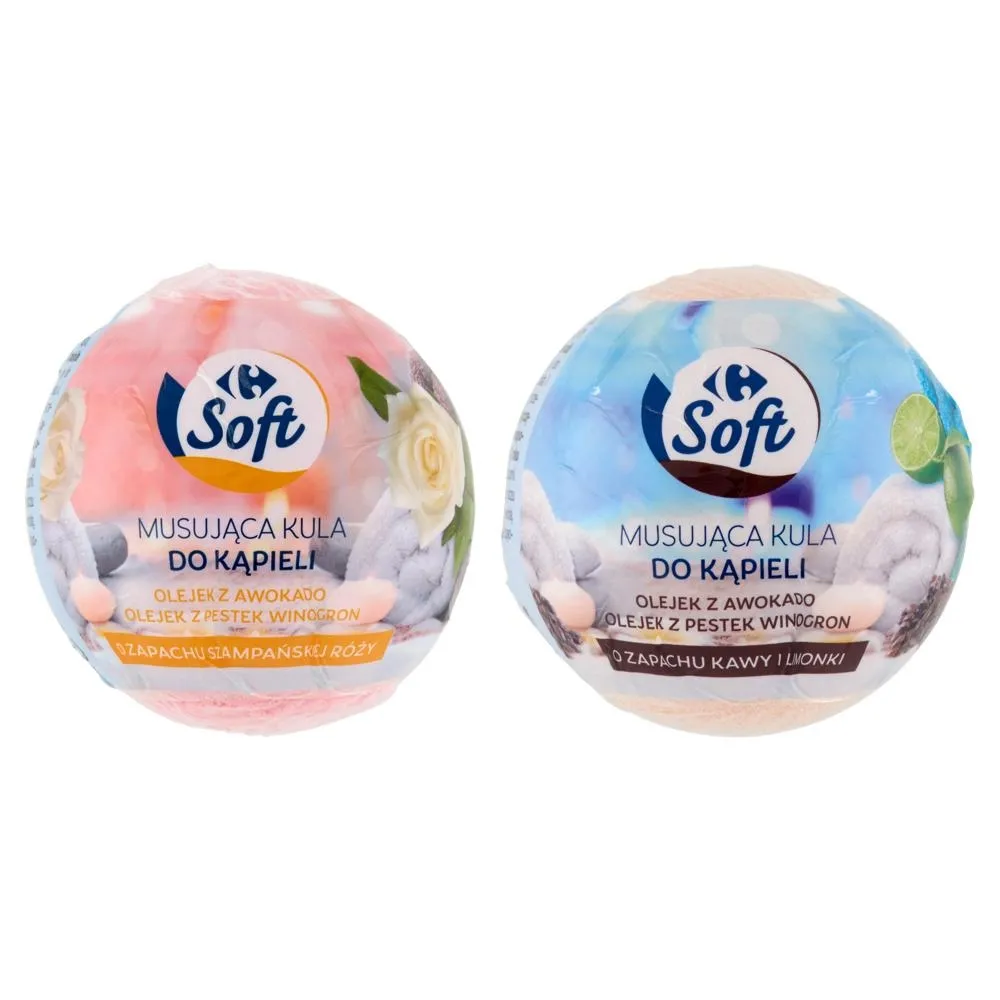 Carrefour Soft Musująca kula do kąpieli o zapachu szampańskiej róży 165 g