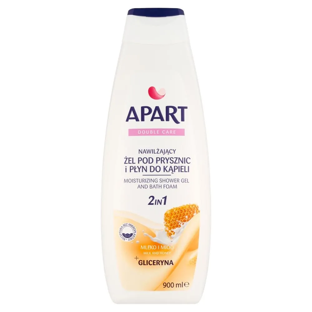 Apart Double Care Nawilżający żel pod prysznic i płyn do kąpieli 2w1 mleko i miód 900 ml