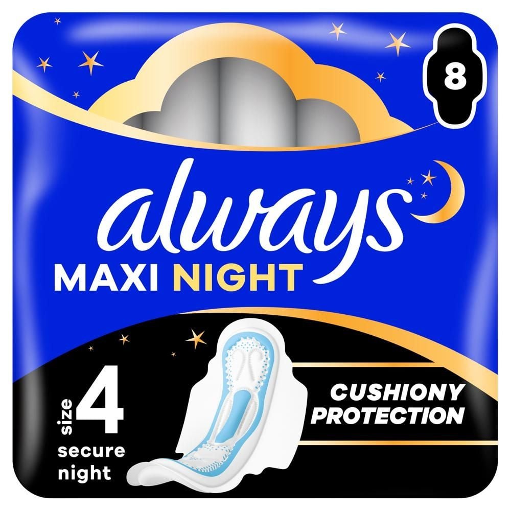 Always Maxi Podpaski Ze Skrzydełkami Secure Night (Rozmiar 4) 8 Podpaski