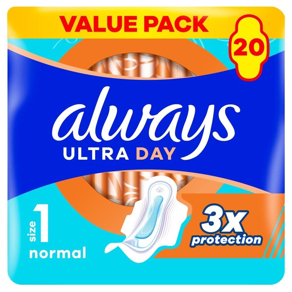 Always Podpaski Ultra Day Normal (rozmiar 1) Podpaski ze skrzydełkami, x 20]