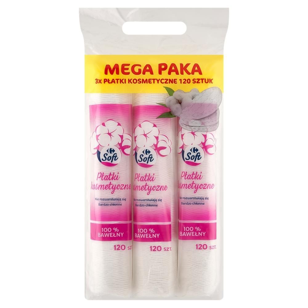 Carrefour Soft Płatki kosmetyczne 3 x 120 sztuk