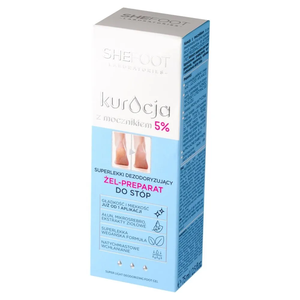 SheFoot Kuracja z Mocznikiem Superlekki dezodoryzujący żel-preparat do stóp 75 ml