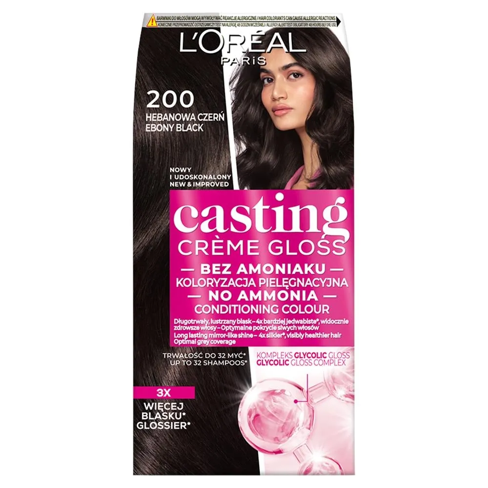 L'Oréal Paris Casting Crème Gloss Krem koloryzujący 200 hebanowa czerń