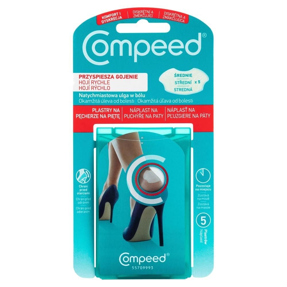 Compeed Wyrób medyczny plastry na pęcherze na piętę średnie 5 sztuk