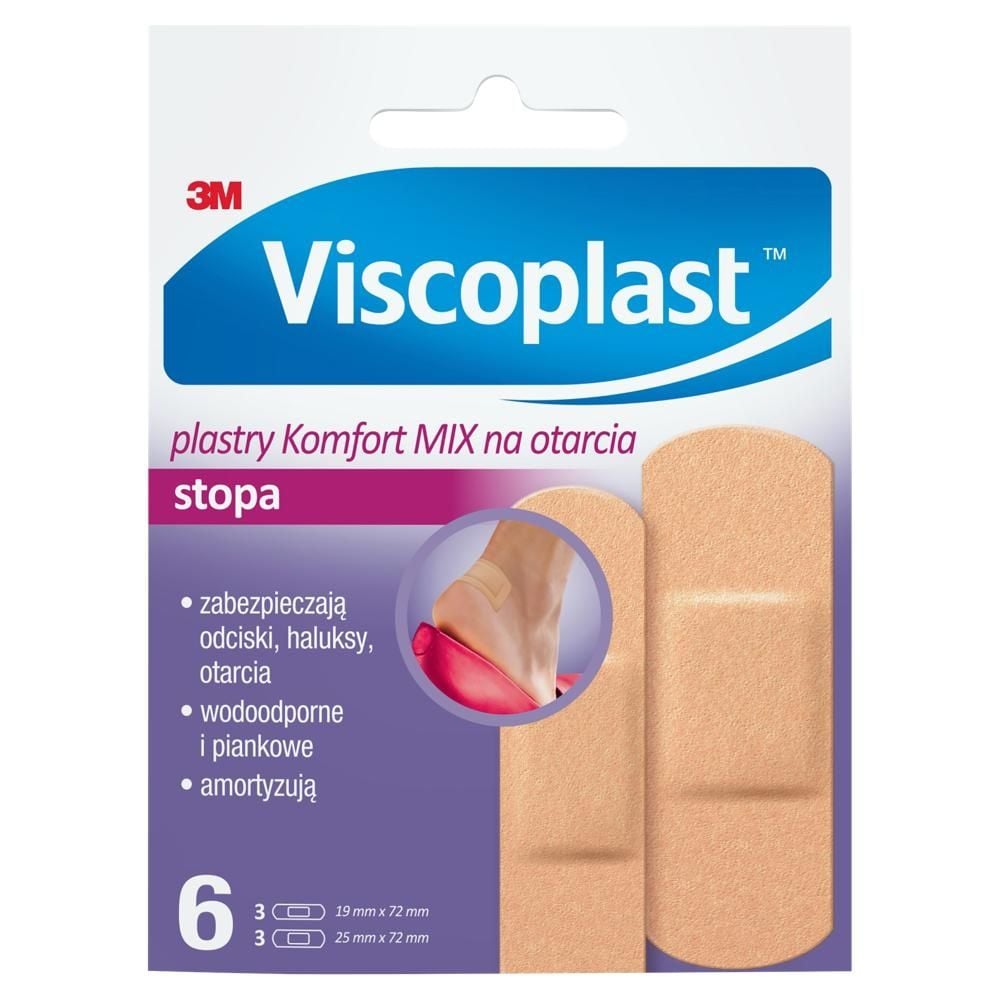 Viscoplast Plastry komfort mix na otarcia 72 mm x 25 mm 6 sztuk
