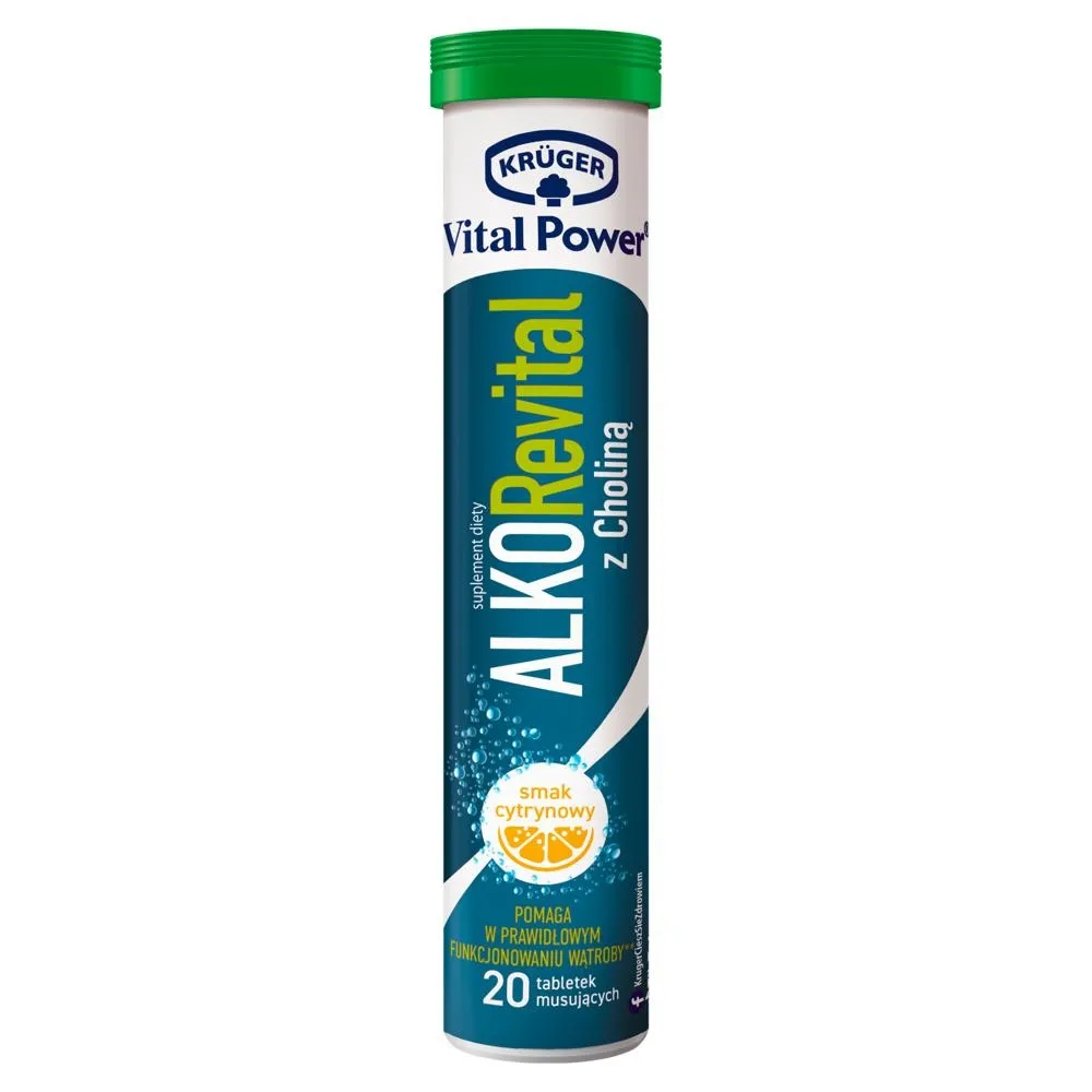 Krüger Vital Power Alko Revital Tabletki musujące z choliną smak cytrynowy 82 g (20 sztuk)