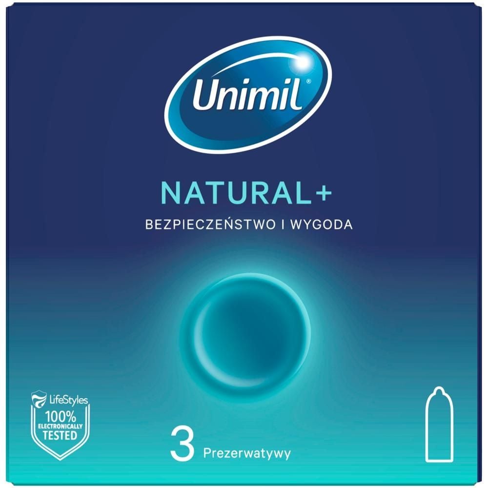 Unimil Natural+ Prezerwatywy 3 sztuki