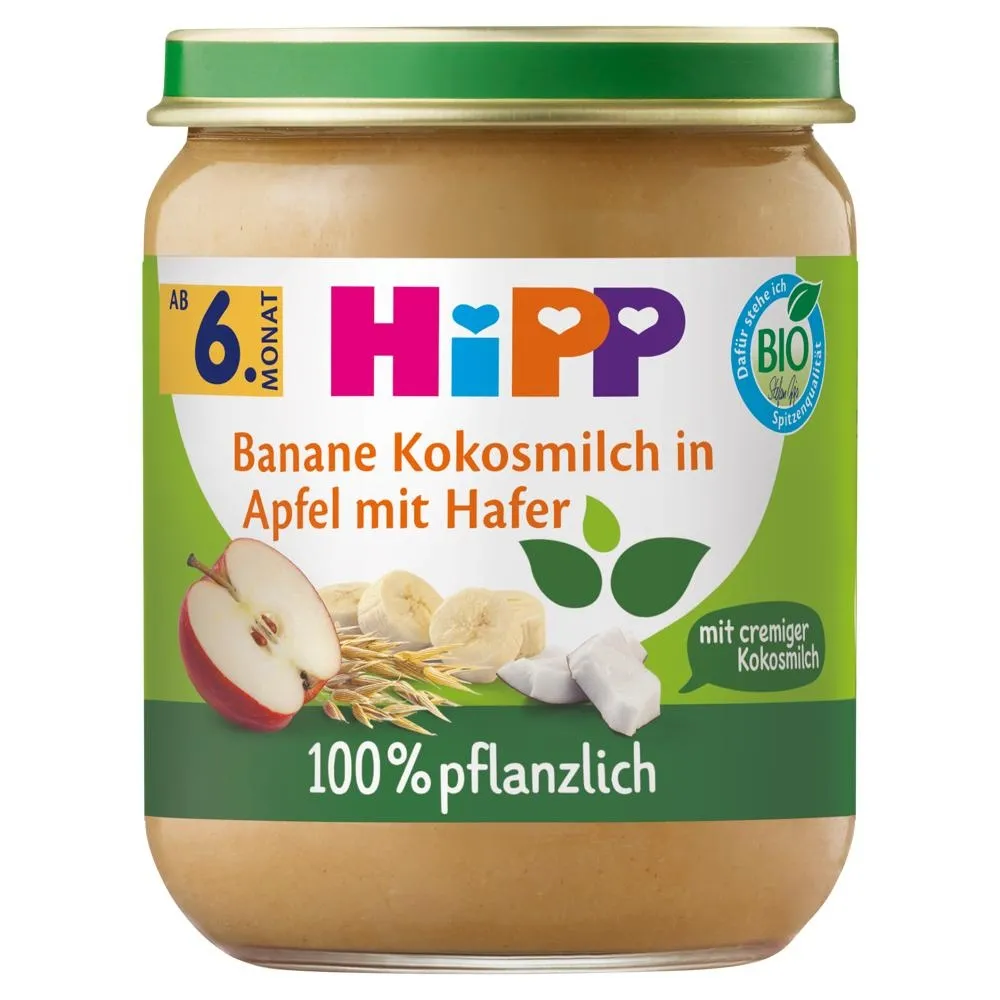 HiPP BIO Jabłka z bananami kremowym kokosem i owsem od 6. m-ca 160 g
