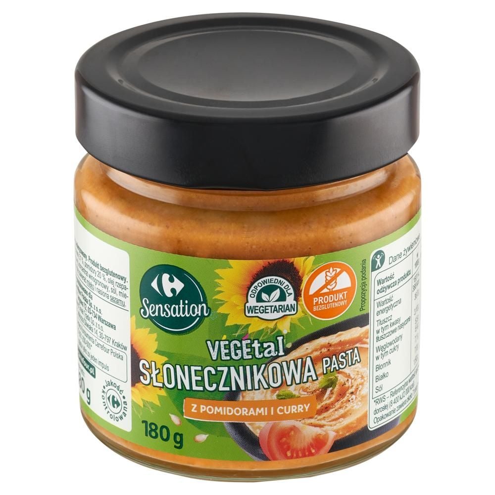 Carrefour Sensation Vegetal Słonecznikowa pasta z pomidorami i curry 180 g