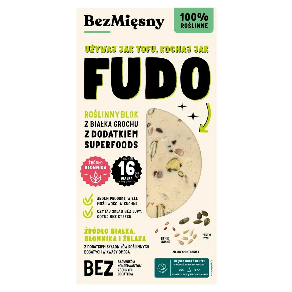 BezMięsny Roślinny blok z białka grochu z dodatkiem superfoods 180 g