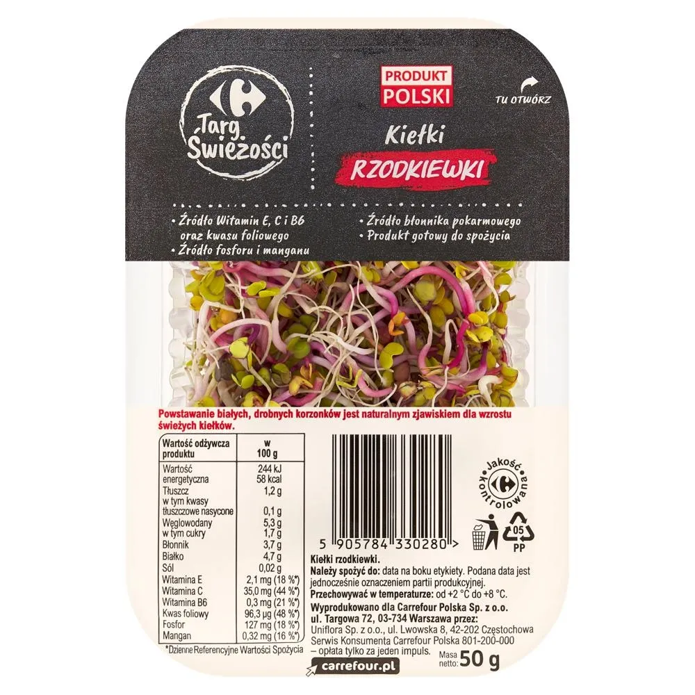 Carrefour Targ Świeżości Kiełki rzodkiewki 50 g