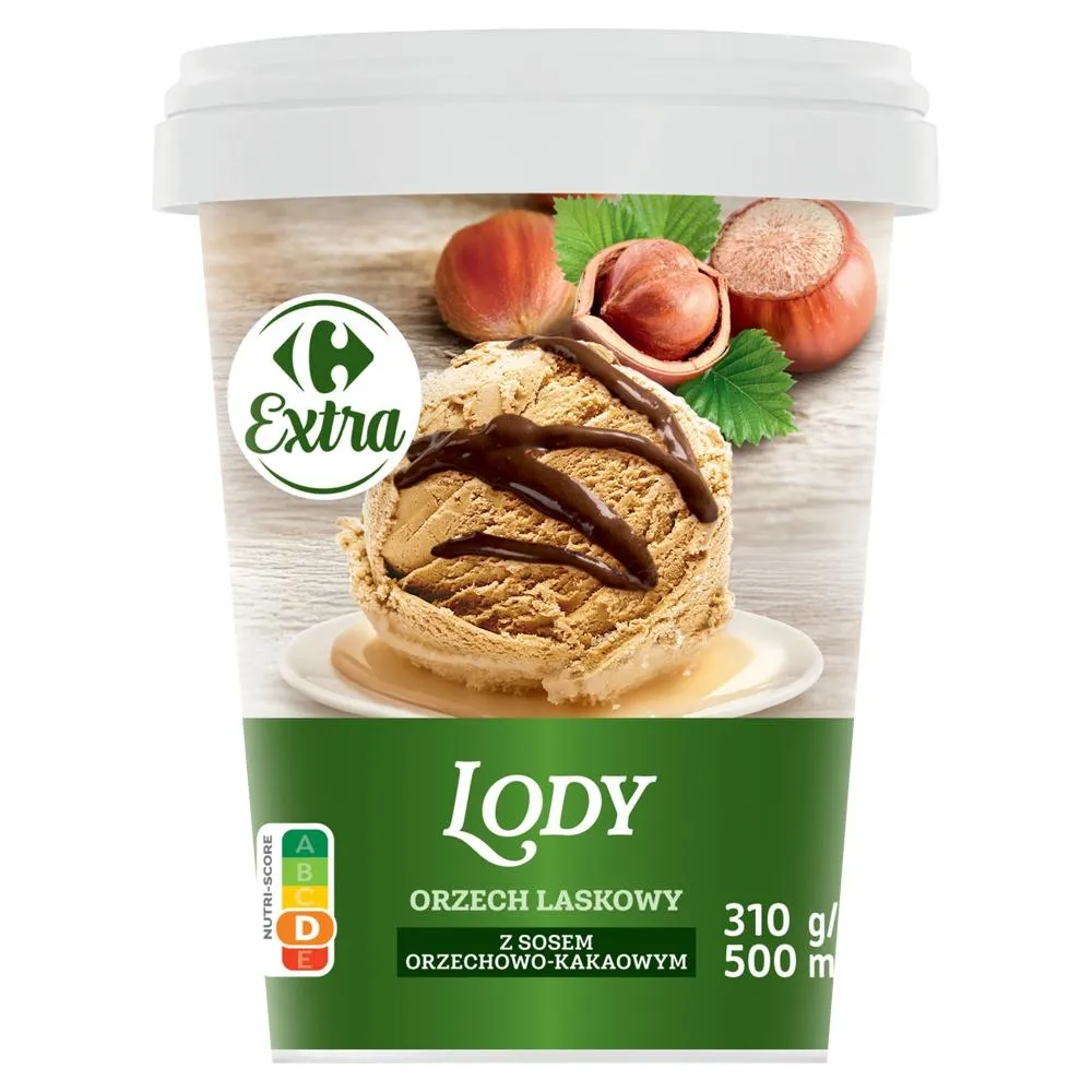 Carrefour Extra Lody orzech laskowy z sosem orzechowo-kakaowym 500 ml