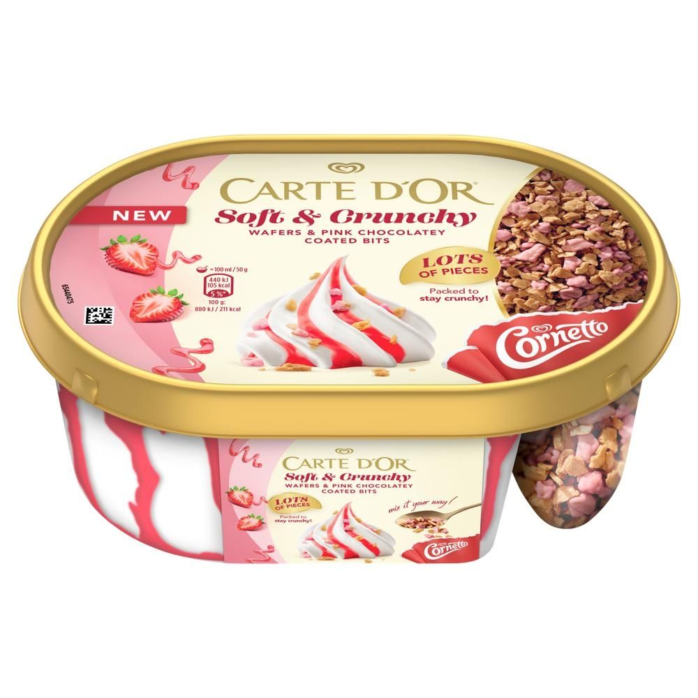 Carte D'Or Soft & Crunchy Lody waniliowe z sosem truskawkowym 750 ml