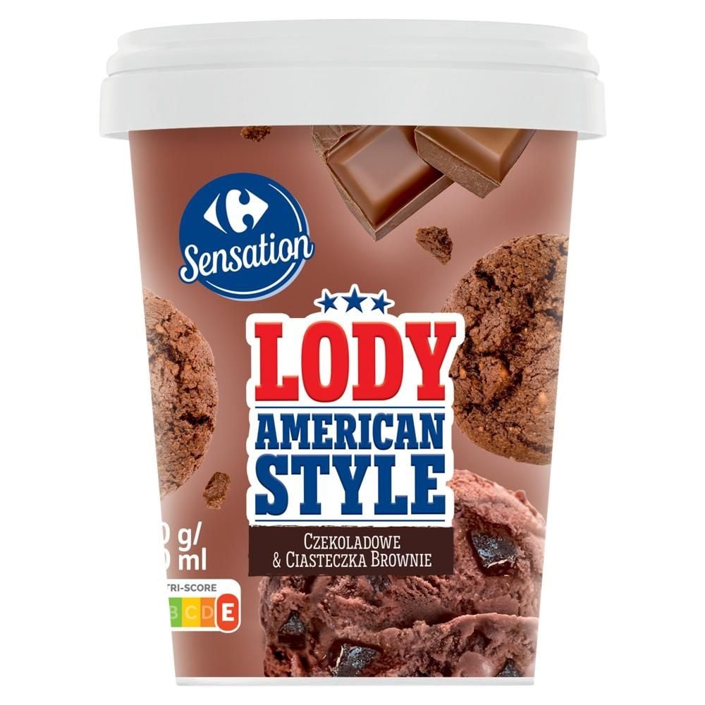 Carrefour Sensation American Style Lody czekoladowe & ciasteczka brownie 500 ml
