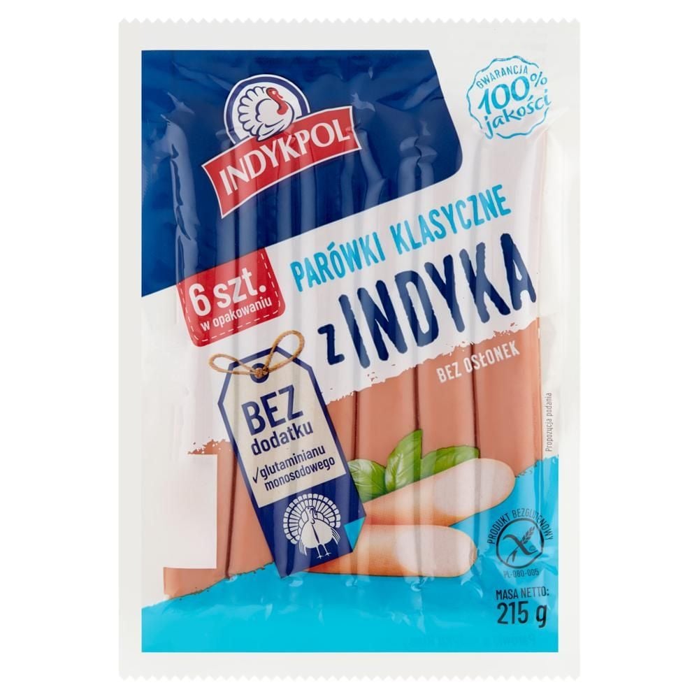 Indykpol Parówki klasyczne z indyka 215 g (6 sztuk)